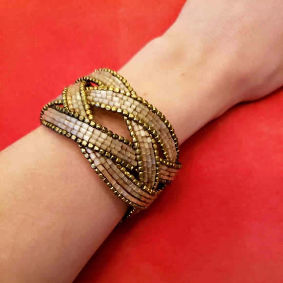 Braided Bead Cuff Bracelet - Boho - Picture 2 of 4